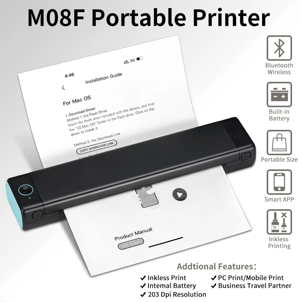 Portable inkless printer-